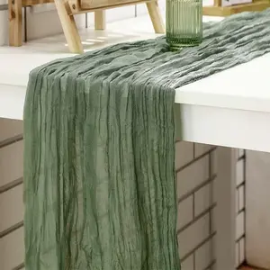Balinese Silk Pleated Table Runner, Cheese Cloth Table Flag, Wedding Party Holiday Gathering Decoration, Elegant Home Decor