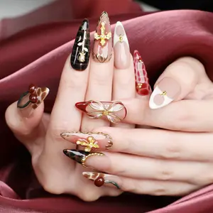 Musemood Nails Meticulously Handmade nails kit set 10 PCS Solid Design 3D gel nail polish set Press-On Nails | Reusable, Long-Lasting, Salon-Perfect Finish Acrylic Powder Glitter nail supplies