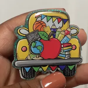School Bus Badge Reel, School Supplies Badge Reel, Badge Reel, ID Holder, school ID holder, teacher badge holder,