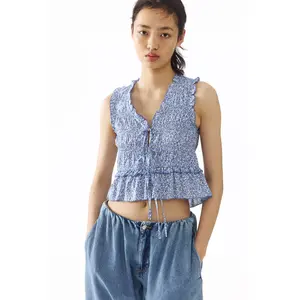 H&M Tie-detail smocked top