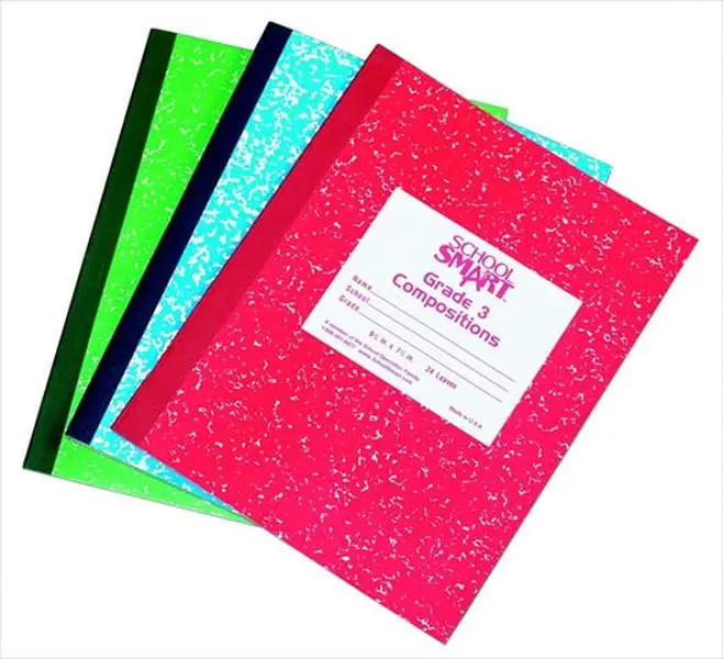 School Smart 085298 Flexible Skip-A-Line Ruled Composition Book - Marble Cover, 1/2 in Red Margin, 50 Leaves/100 Pages, Skip Space for Descenders, Grade 1, 9-3/4 x 7-3/4 in, Green
