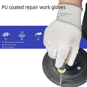 12 Pairs Spring Summer Thin PU Touchscreen Gloves, Durable Anti-Slip Non-Sensitive Safety Work Gloves for Men Women