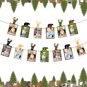 1Set Hunting Themed Photo Banner  Decorations  1anniversary Birthday Party Supplies for Boys