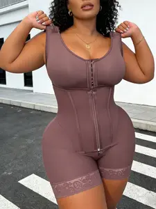 1 Count Solid Women's Shapewear Bodysuit With Bra, Fajas, Colombian Shapewear, High Compressing Body Shaperwear With Hooks & Zipper Closure, Butt Lifting And Tummy Control ﻿Jumpsuit For Ladies, Body Shaper, Waist Trainer, Suitable For Exercise Or Sports