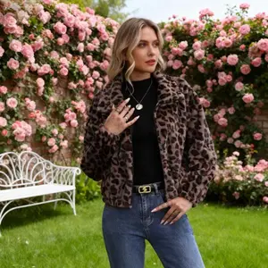 Women's New Plush Leopard Print Jacket - Loose Zip Long Sleeve Autumn Winter Casual