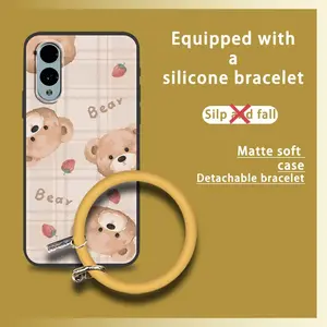 Dirt-resistant Cute Phone Case For Fujitsu Arrows F-52E/We2 Solid Color Youth Cartoon Personality Protective Bracelet Creative Soft Case Funny Back Cover Ring heat dissipation