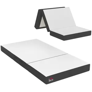 HOMCOM Trifold Mattress, 6 Inch Memory Foam Foldable Mattress, Twin Portable Folding Floor Bed with Washable Cover, Cooling Gel Topper for Guest, Camping, RV, Travel, Yoga, Made in USA, 75" x 38" x 6"