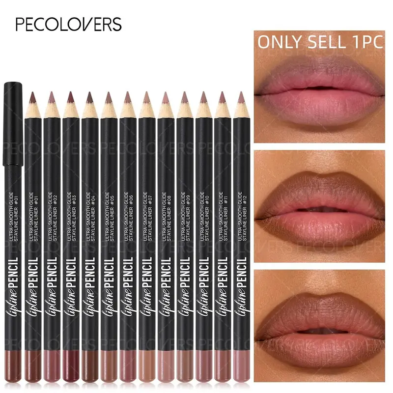 1PC Red Brown Purple Matte Lip Liner Singles Pencil Makeup Tinted Lip Liner Contour Non-stick Cup Nude Lipstick Lips Makeup Woman Lipliner