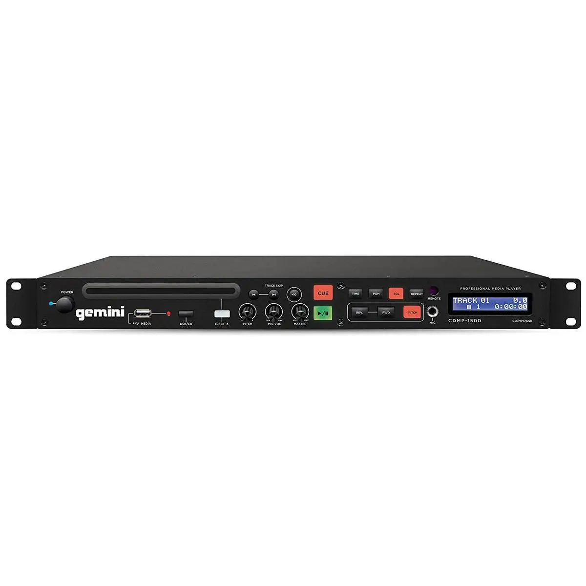 Gemini CDMP-1500 19" Professional 1U Rackmount Single CD/MP3/USB Player with IR Remote Control