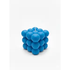 🔵 Blue Bubble Cube Candle – Modern Geometric Candle