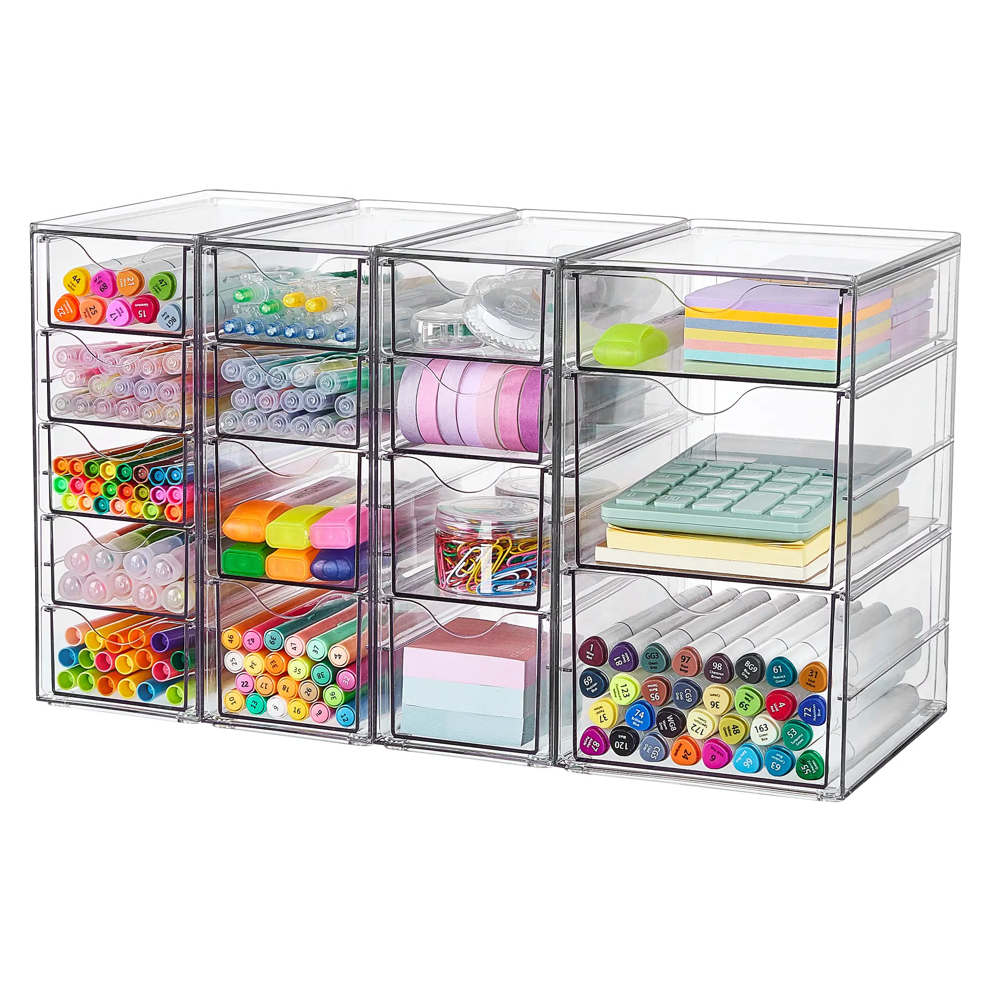 Vtopmart Acrylic Organizer with 16/30/32 Drawers, Clear Storage Drawers for Office Supplies Makeup Jewelry Art Crafts, Non-Slip Water&Dust Proof, Variety of Drawer Options for Desk Vanity Bathroom Pantry, Mid Year Sale Restock, Boxes