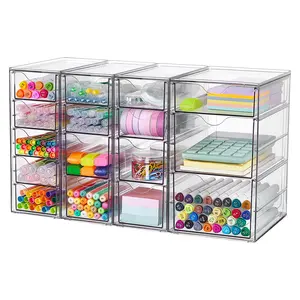 Vtopmart Acrylic Organizer with 16/30/32 Drawers, Clear Storage Drawers for Office Supplies Makeup Jewelry Art Crafts, Non-Slip Water&Dust Proof, Variety of Drawer Options for Desk Vanity Bathroom Pantry, Mid Year Sale Restock, Boxes