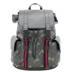 Pre-owned GUCCI Canvas Backpacks GG Supreme Tiger Backpack Black 495563