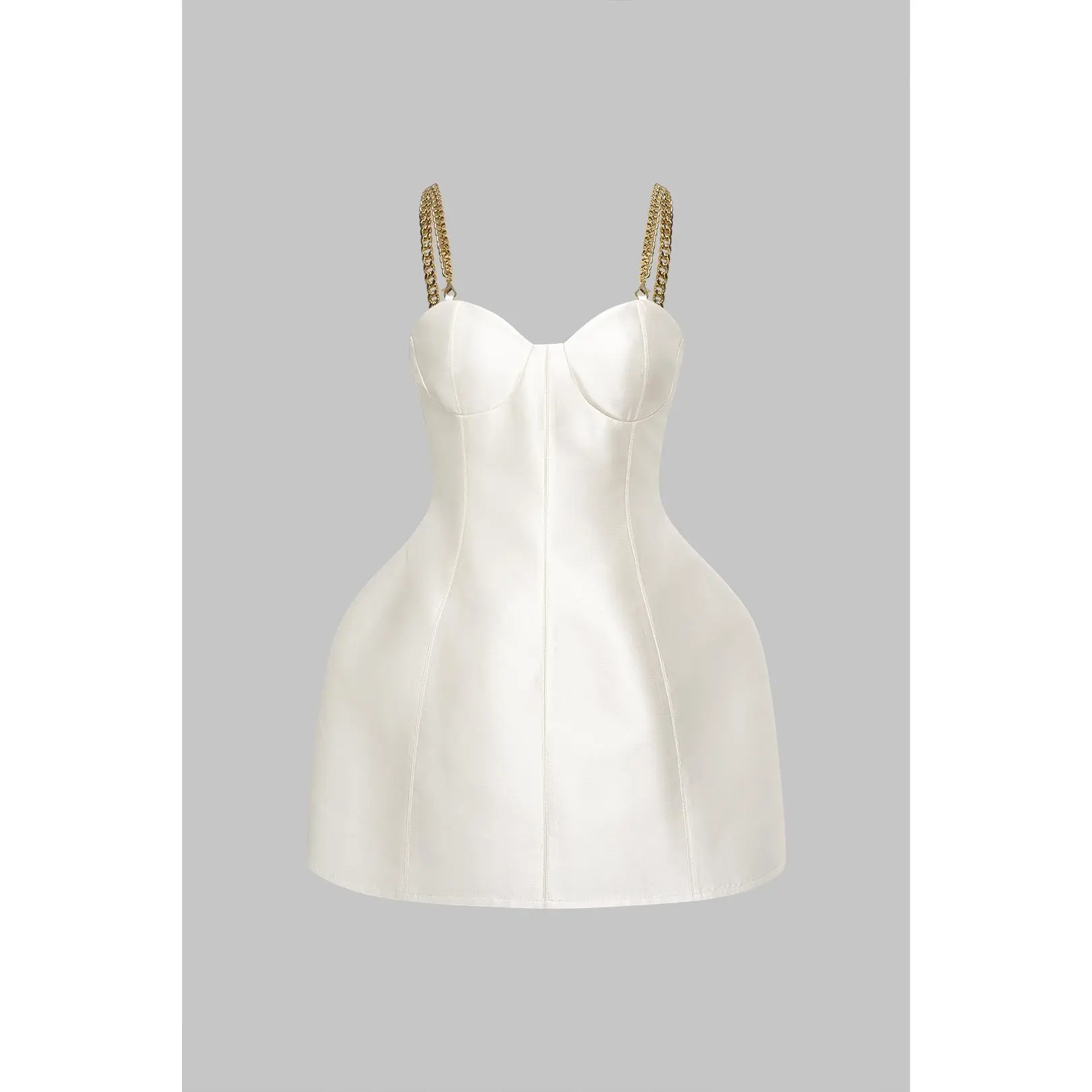 Satin Metallic Chain Sleeveless Mini Dress