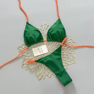 Two piece split women's bikini set fashionable outfit with triangular cup design sexy and fashionable swimsuit cute outfit suitable for outdoor beach vacation, beach, hot springs, swimming
