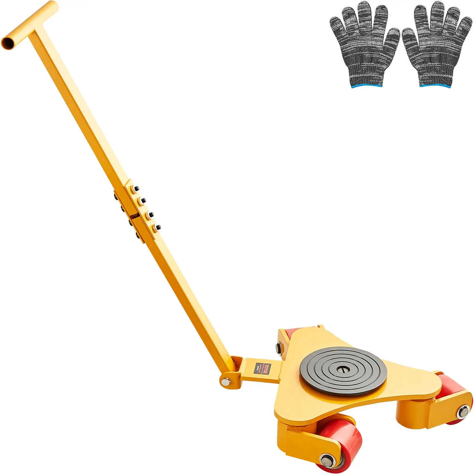 【Summerfinds】VEVOR Machinery Skate Dolly 6614 LBS/3T Industrial Machinery Mover with HandleCarbon Steel Machinery Moving Skate with 3 360° Swivel PU Wheels360° Rotation Non-Slip Cap for WarehouseWorkshop