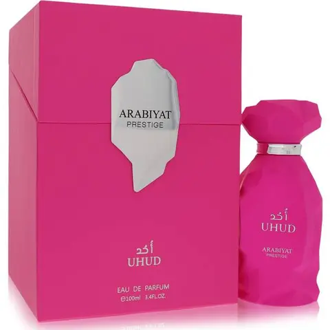 Arabiyat Uhud Women's Eau de Parfum (3.4 fl oz, 3 to 3.9 fl oz Convenient Size) - Arabian Fragrance Product, Floral Fruity Woody Aromatic Scent for Adults, with Caramel, Amber Rose, Honey, Musky Vanilla Base Notes
