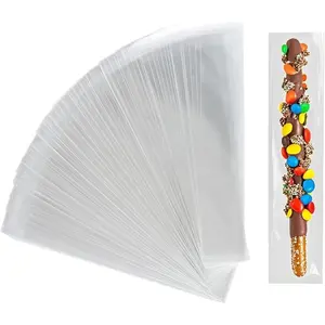 Clear Pretzel Bags - 200 count 2x9.8 Inch Clear Self Sealing Cellophane Bags for Pretzel Rods, Ideal for , Bakery, Cookies and Candies