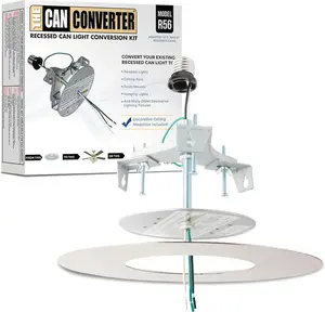 The Can Converter R56 Recessed Can Light Conversion Kit w/ 7"¾ Flat Steel Ceiling Medallion - Home Improvement for 5" & 6" Cans, Converter Kit for Ceiling Fan & Light Fixture, UL Certified, White