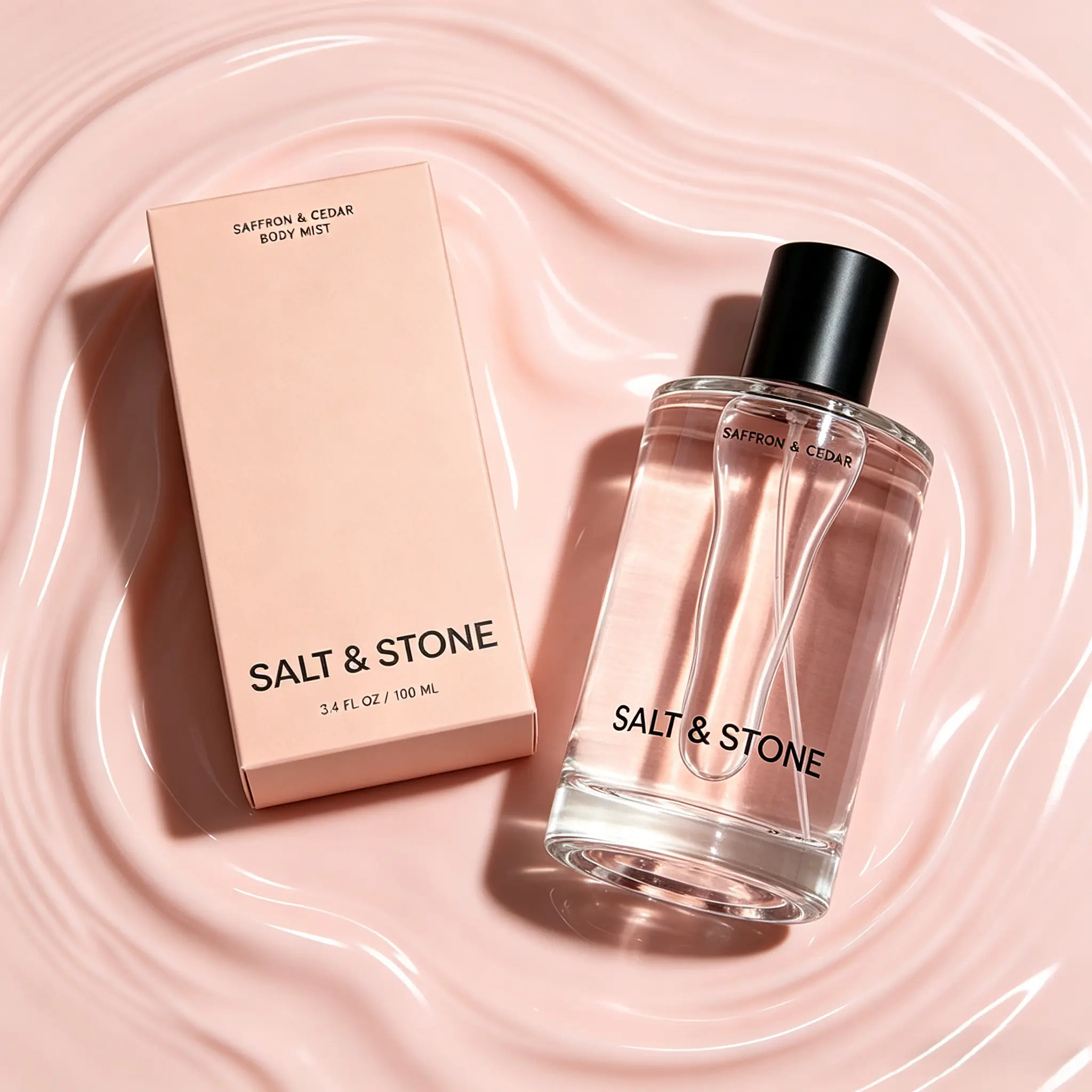 Salt & Stone Saffron Cedar Unisex Body Mist - 2-in-1 Hair & Body Hydrating Spray, Infused with Skincare Actives, Vegan, Cruelty-Free, 3.4 fl oz