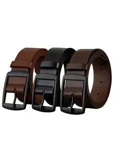 Men's Fashion Leather Adjustable Waist Belt Set, Metal Buckle Design, High-Quality Synthetic Material, Ideal for Daily Training & Outdoor Sports