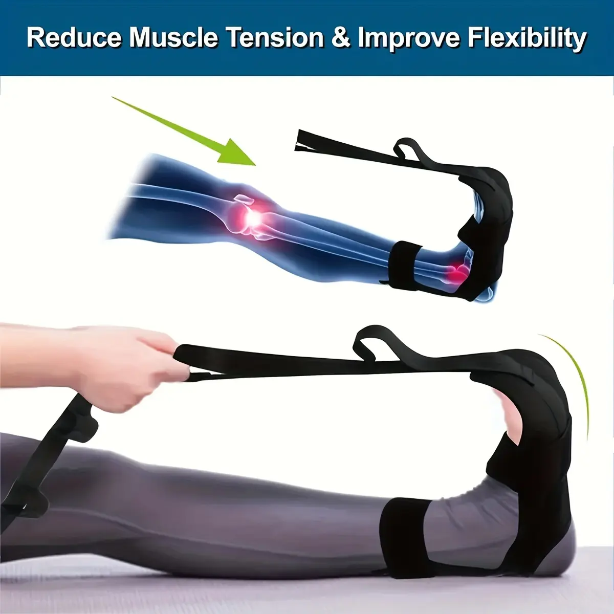 Yoga Stretch Band for Feet & Calves - Multi-Functional Leg Stretcher for Flexibility Training, Splits Practice, Dance, Pilates, Physical Therapy