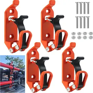 4P Metal Shovel Mount for Roof Rack/Truck Bed, Jeep Offroad UTV ATV Truck Roof Rack Shovel Mount, Shovel Holder for Truck & Quick Release Rubber Clamp Axe Holder Mounting Brackets Kit-Orange