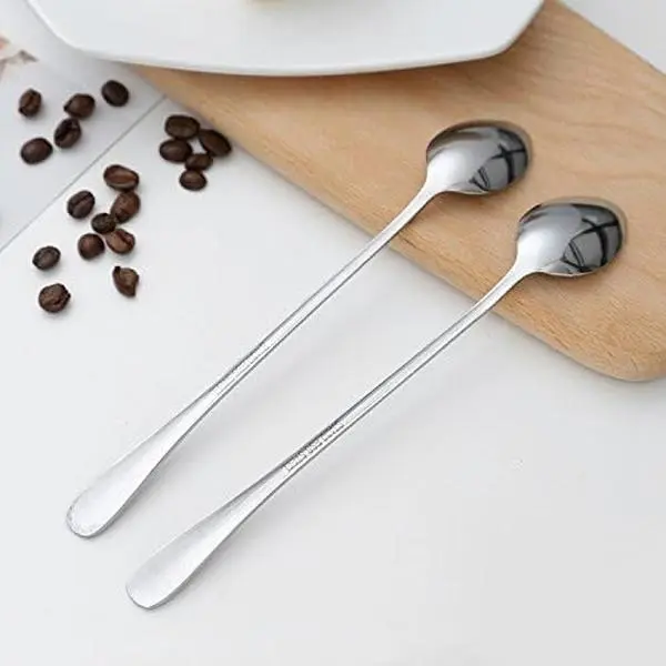 8 Pieces Stainless Steel Long Handle Spoon, Iced Tea Spoon, Coffee Spoon, Ice Cream Stirring Spoon, Dishwasher Safe, Kitchen Accessories, Flatware Set kitchen utensil gadget