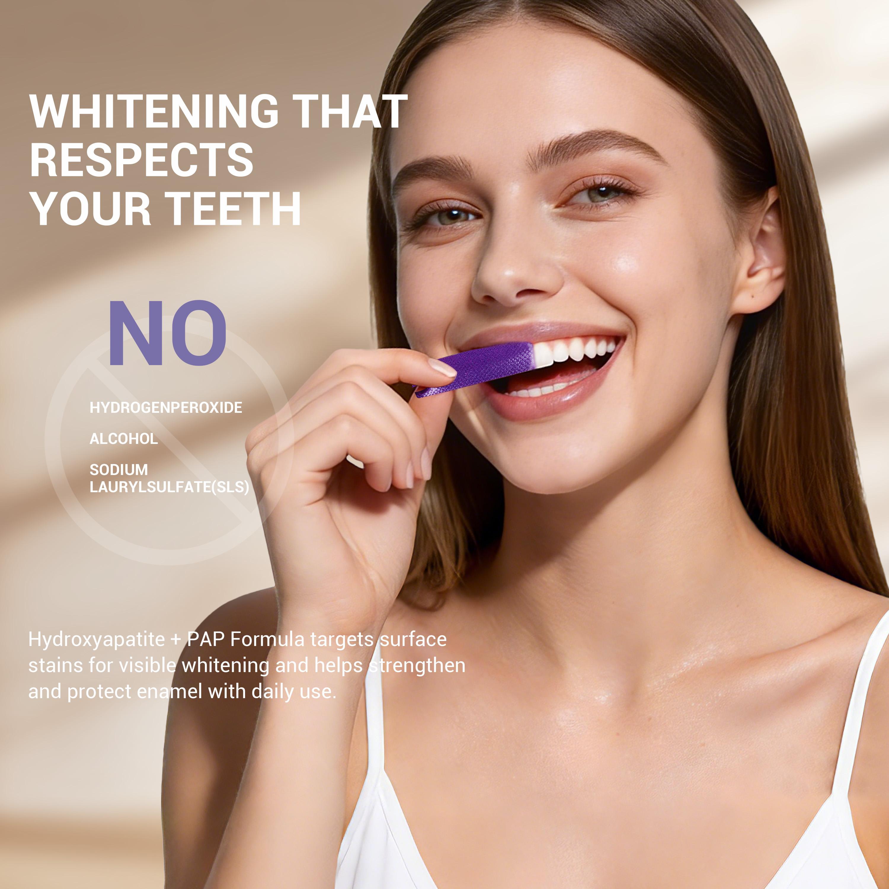 CEELIKE  Purple Teeth Whitening Strips  With Free Cheek Retractor - 7/21 Whitening Sessions -Nano-Hydroxyapatite Safe for Enamel - Non Sensitive Teeth Whitening - Peroxide-Free