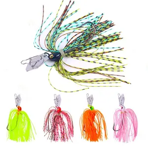 5pcs Chatterbait Fishing Lures Set, Bladed Jig Spinnerbaits with Metal Blade & Silicone Skirt, Weedless Bass Fishing Lure Kit for Freshwater