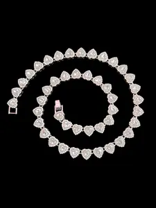 1Piece 10mm Rhinestone Glass heart-shaped chain necklace for Women, hip-hop punk heart necklace, Love Heart Necklace, fashion jewelry, suitable for daily wear or party, Valentine's Day gift.