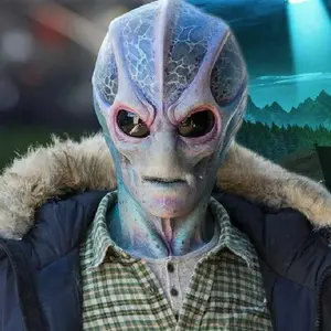 2025 Halloween Alien Mask – Spooky Full Face Latex Prop |   Horror Costume Headgear for Halloween Party, Haunted House & Cosplay (1 Pc)