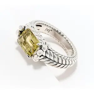 JAI Sterling Silver East/West Emerald Cut Gem Band Ring