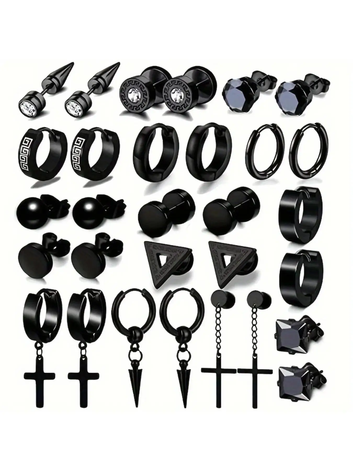 Men's Punk Style Cross & Spiral Design Earrings, Fashion Jewelry for Party, Daily Clothing Decor, Trendy Girl Accessories Jewelry for Birthday Gift, A