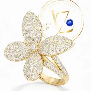 COD#1033  flower ring with clear zircon for special occasions