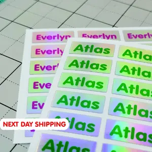 SMALL NAME LABELS, Holographic Name Stickers Daycare Labels, School stickers, Full Color Labels, Waterproof Name Labels, Personalized Labels