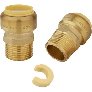 (Pack of 2)  3/4 Inch x 3/4 Male Adapter Push to Connect Pex Copper, CPVC, 3/4 Inch, with a Disconnect Tool,(PF125-2PCS)