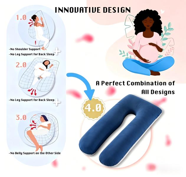 U Shaped Full Body Pillow, Soft Velvet Support Pillow for Sleeping, Relaxing & Daily Use, Washable Cover Comfort Home Pillow, Perfect Gift for Family & Friends