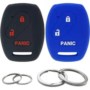 2Pcs Silicone Key Fob Cover Remote Case Keyless Protector Compatible with Honda Civic Odyssey Accord Crosstour CR-V CR-Z Fit Insight Ridgeline Pilot N5F-S0084A CWTWB1U545 3 Buttons
