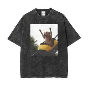 Vintage Funny Dog Roller Coaster Meme Graphic T-Shirt, Retro Viral Dog Humor Tee, Cute Dog Aesthetic Graphic Shirt, Unisex Casual Streetwear Tee