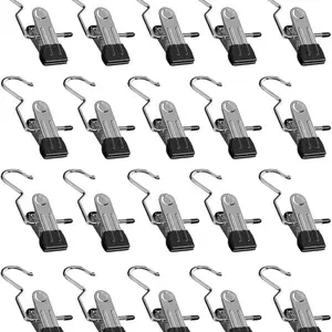 20-PCS Heavy duty laundry hooks clothes pins &Hanging Clips for Closet Travel Pants Skirts SocksHandbags Wardrobe Organizer Water Proof Stainless SteelHanger Metal Clips