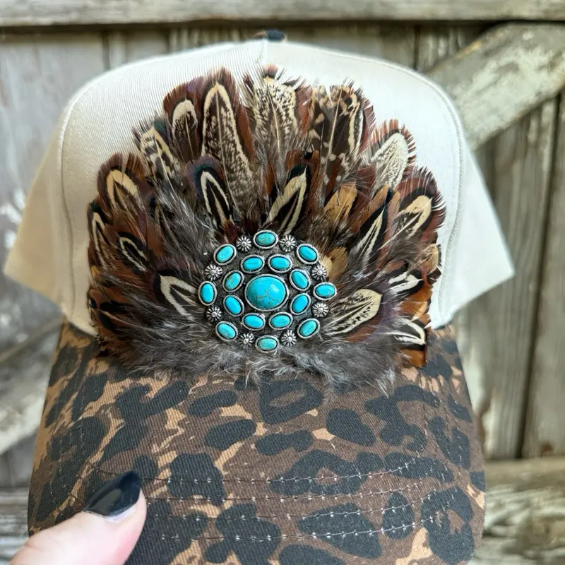 Handmade Feather Western Trucker Hat | Cowgirl Fashion Hat