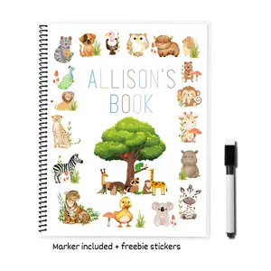 Personalized Animal Alphabet Tracing Workbook (Marker Included) | Motor Skills | Waterproof |Tracing Activities | ABC Tracing | Name Tracing