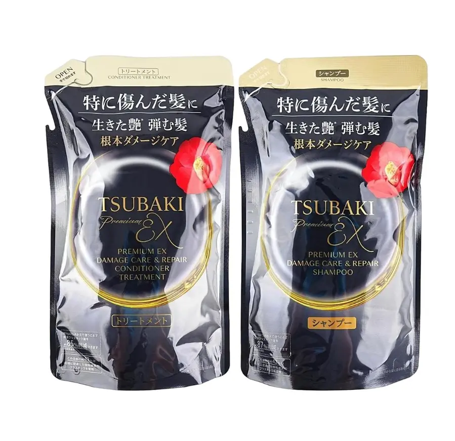 TSUBAKI Black Camellia Luxury Black Ion Repair Strong EX 2-Piece Set – Shampoo 300ml + Conditioner 300ml Refills TSUBAKI Black Camellia Luxury Black Ion Repair Strong EX 2-Piece Set – Shampoo 300ml + Conditioner 300ml Refills