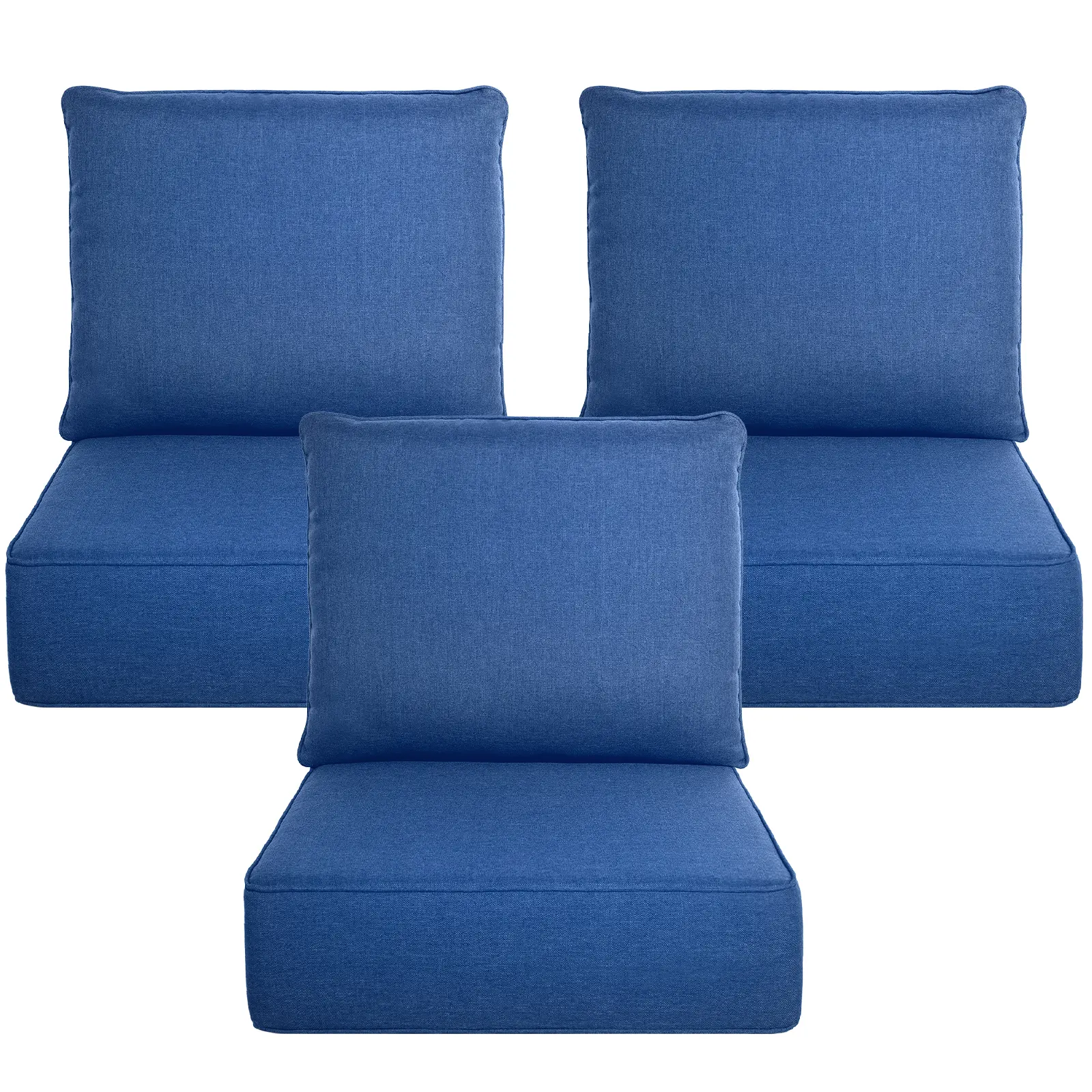 Belord Luxury 6" Thick Outdoor Cushion Set - 24 x24 Inch 28D Sponge Filling Fade-Resistant Chair Cushion, Spill Proof Removable Patio Furniture Replacement Cushion for Sofa Bench Swing