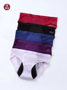 5-Pack Women's Mesh Period Underwear, Absorbent Leak-Proof Postpartum Panties, Comfortable Skin-Friendly Lingerie, Ideal for Menstruation