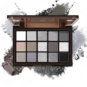 15 Color Smoked Eye Shadow Plate, Dark Silvery Metal Matte, Halloween Gothic Makeup Palette, High Shimmer Eye Shadow Set, Matte Shimmer Glitter