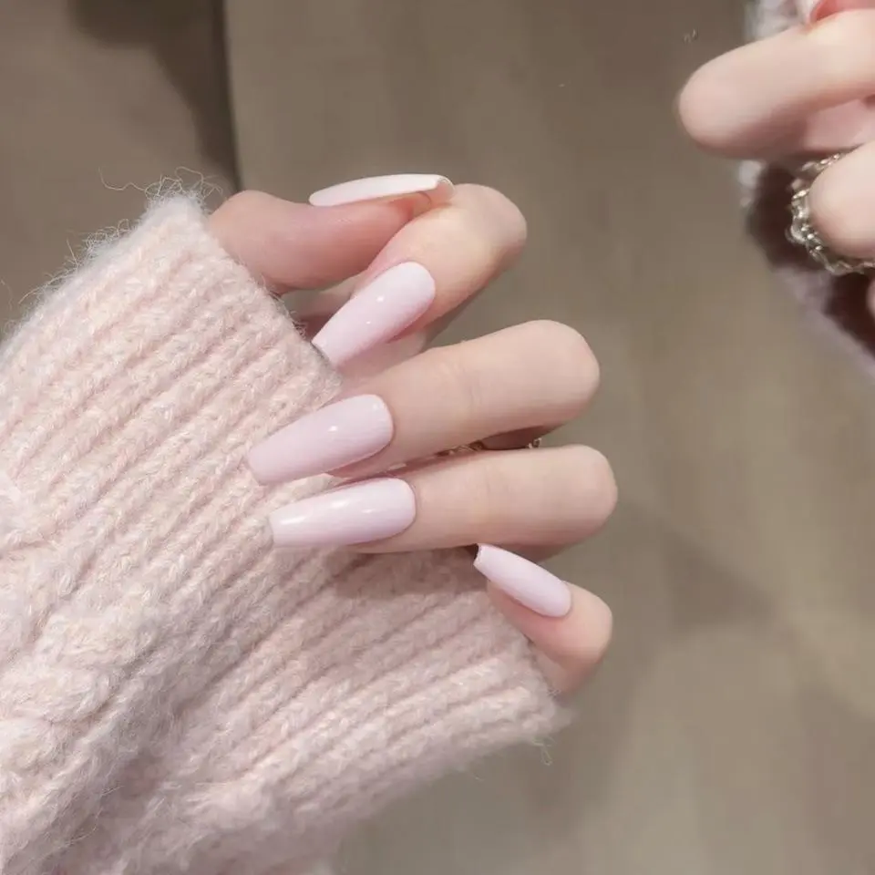 Press on Nails Pre-Buffed Fake Nails for Wedding Party Barbie Pink Medium Coffin Resin False Nails Universal Size 30Pcs