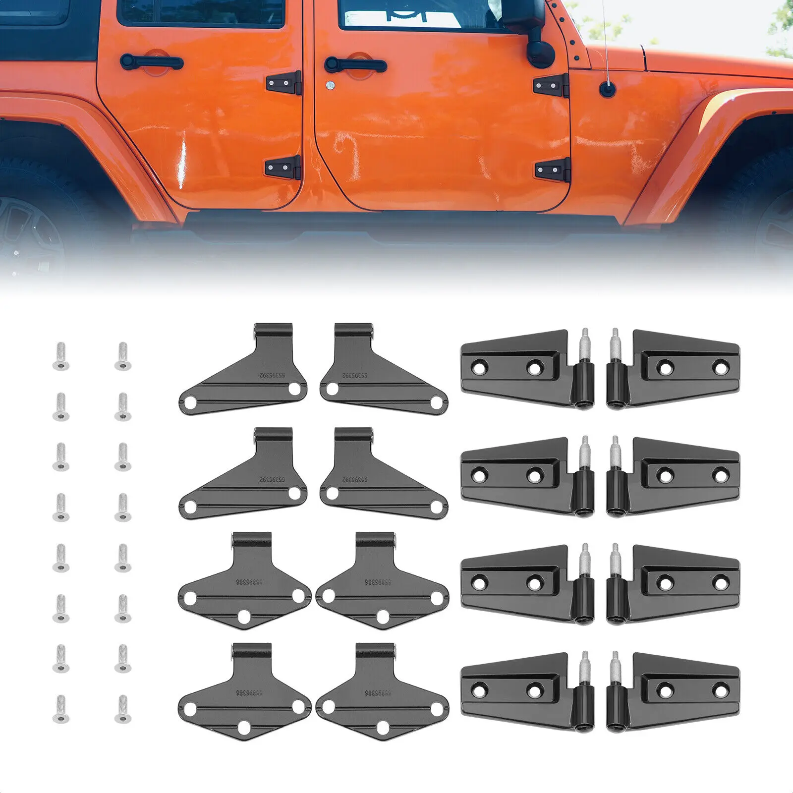 Fit 07-18 Jeep Wrangler JK Body Door Hinge Replacement Set Powder Coat 16pcs US