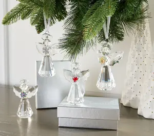Set of 4 Faceted Glass Angel Ornaments with Gift Boxes by Valerie
